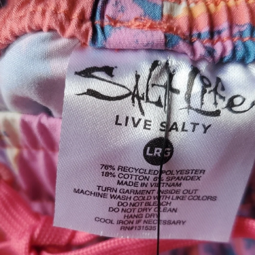 Salt Life SLX-QD Aqua Trunks Anti Rash  Tropical Print Shorts Large Retail 46$ - Picture 3 of 13